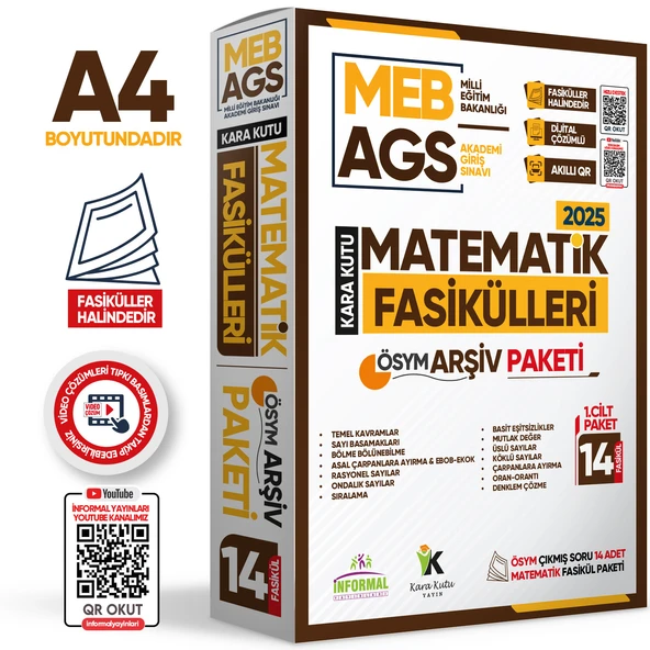 2025 MEB-AGS MATEMATİK Kara Kutu 1.Cilt Fasikül SETİ (14lü) ÖSYM Çıkmış Soru Bankası Çözümlü PAKET - 2