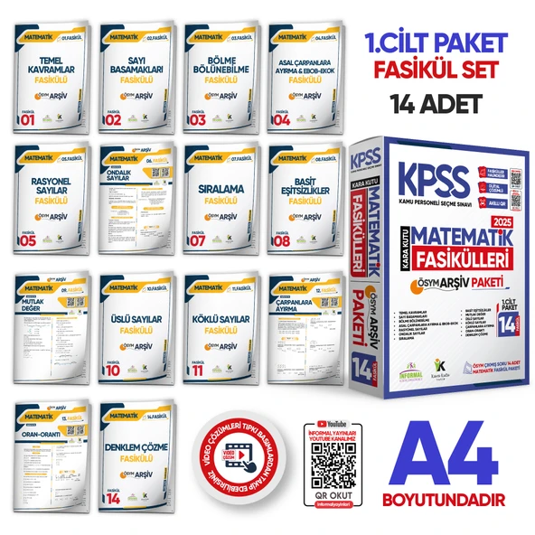 2025 KPSS MATEMATİK Kara Kutu 1.Cilt Fasikül SETİ (14lü) ÖSYM Çıkmış Soru Bankası Çözümlü PAKET