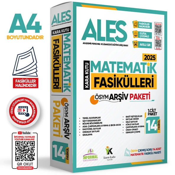 2025 ALES MATEMATİK Kara Kutu 1.Cilt Fasikül SETİ (14lü) ÖSYM Çıkmış Soru Bankası Çözümlü PAKET - 2