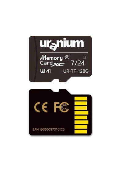 URANIUM 128 GB URANIUM UR-TF-128G MICRO SD CARD U3 7/24 SURVEILLANCE 100/50MBS HAFIZA KARTI (3 YIL GARANTİ)