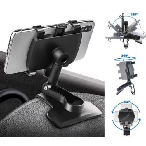Araba Gösterge Üstüne Takılan 360 Oynar Başlıklı Telefon Tutucu - 5