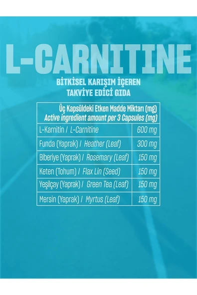 TALYA L-carnitine, L-karnitinli Bitkisel Karışım Içeren Takviye Edici Gıda, 60 Kapsül - 6