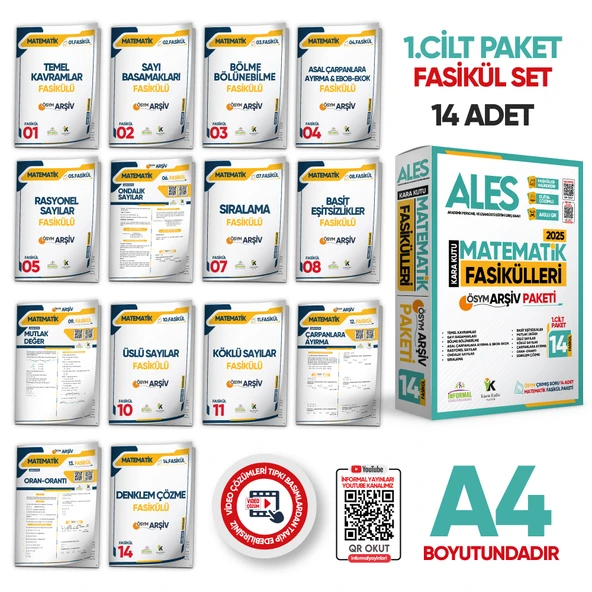 2025 ALES MATEMATİK Kara Kutu 1.Cilt Fasikül SETİ (14lü) ÖSYM Çıkmış Soru Bankası Çözümlü PAKET