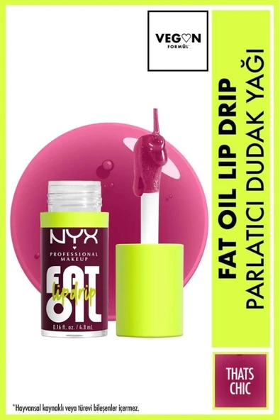 NYX PROFESSİONAL MAKEUP Fat Oil Lip Drip Parlatıcı Dudak Yağı - Thats Chic - 8