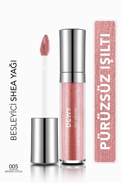 FLORMAR Besleyici Dudak Parlatıcısı - Dewy Lip Glaze - 005 Bronze Statue-8682536068093