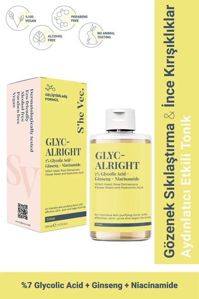 SHE VEC Glyc Alrıght – Gözenek Sıkılaştırıcı Leke Karşıtı Tonik | Arındırıcı Vegan Tonik (200 ML) - 4