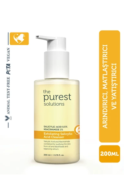 THE PUREST SOLUTİONS Yağlı Ve Karma Ciltler Için Siyah Nokta Karşıtı Temizleme Jeli 200 Ml