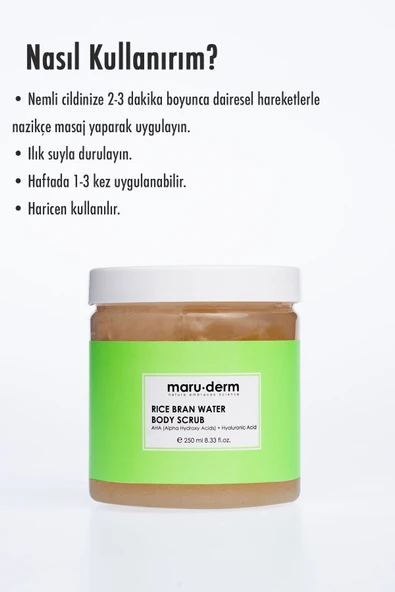 MARU.DERM Body Scrub | Pirinç Suyu Vücut Peelingi | AHA + Hyaluronik Asit 250 ML - 3