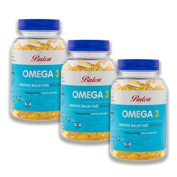 Balen Omega 3 Norveç Balık Yağı 1380 mg 100 Kapsül 3'lü