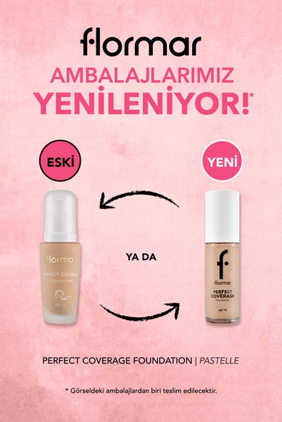 FLORMAR Perfect Coverage Yüksek Pigmentli & Yarı Parlak Bitişli SPF15 Fondöten - 3