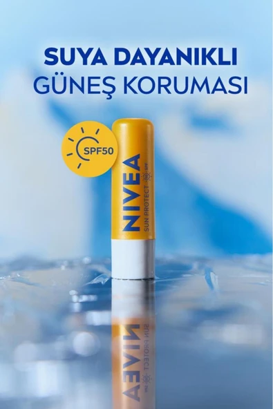 NIVEA SUN Yüksek Güneş Korumalı Dudak Bakım Kremi 4.8gr, SPF50, 24 Saat Nemlendirici, E ve C Vitamini - 6