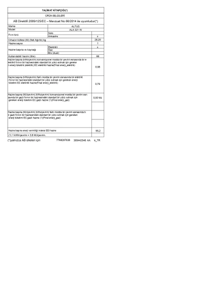 Altus ALA 321 W Beyaz Ankastre Fırın - Resim 6