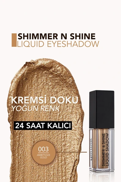 FLORMAR Likit Göz Farı - Shimmer & Shine Liquid Shadow 003 Ambitious Gold - Resim 2