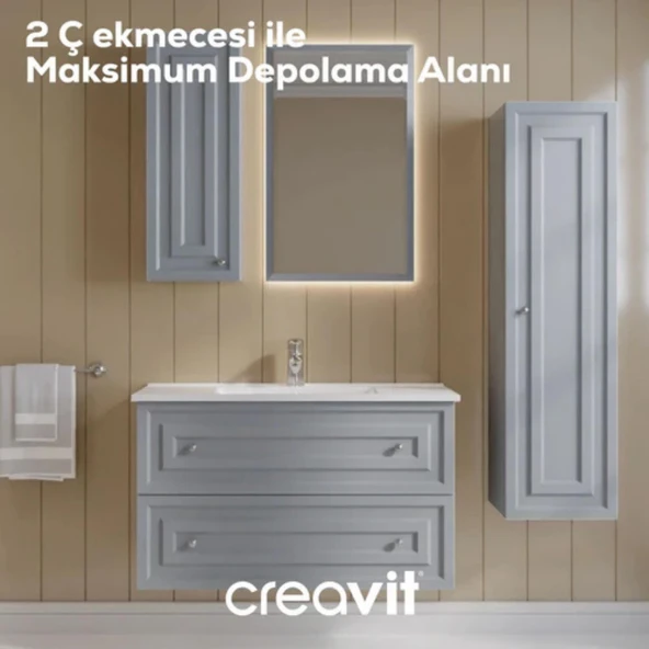 Kayra Lavabo Dolabı Çekmeceli Mat Gri - 3