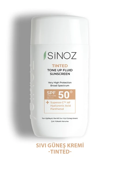 SİNOZ SPF50+ Tinted Sıvı Yüz Güneş Kremi - Yeni Nesil Güneş Filtreleri Ile Hibrit Formül 50ml PA++++