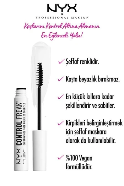 NYX PROFESSİONAL MAKEUP Kaş Sabitleme Jeli - Control Freak Eyebrow Gel Clear 800897824884