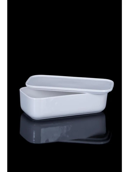 Acar Pure White Tekli Dikdörtgen Kapaklı Porselen Kase 18x9x5 cm SCT-010877