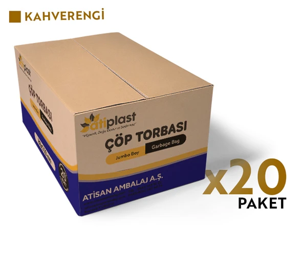 Atiplast Çöp Torbası Endüstriyel Jumbo Boy 400 gr 80 x 110 cm Kahverengi 20 Rulo - 2