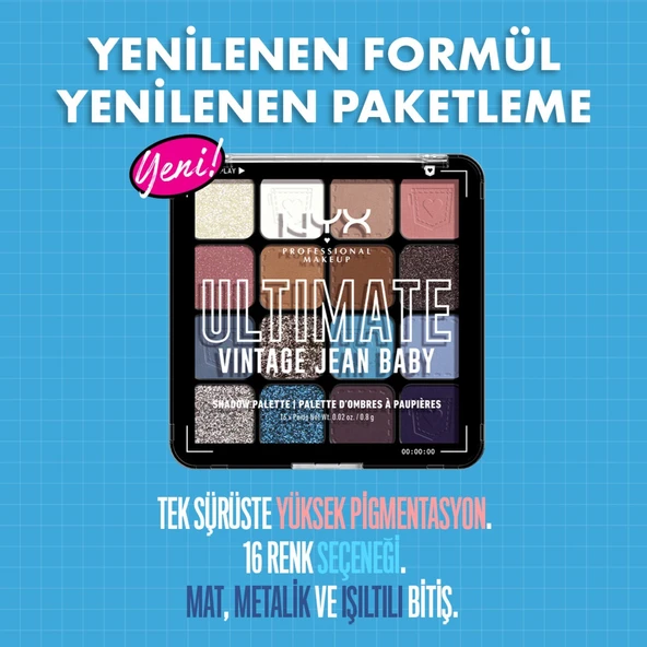 NYX PROFESSİONAL MAKEUP Ultimate Shadow Palette - Vintage Jean Baby Göz Farı Paleti - 3