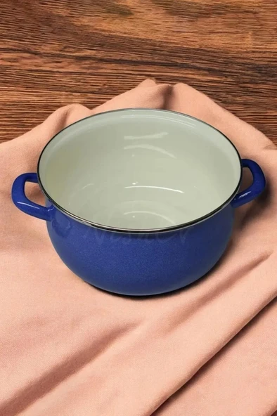 Emaye Derin Bombeli Yoğurt Tenceresi 24 Cm 5 Litre Mavi 072-C - 2