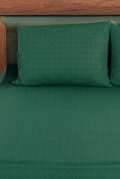 Upstyle Pes Lastikli Çarşaf Seti Çift Kişilik Monstera Kombin Yeşil - 3