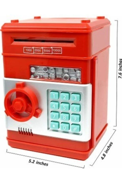 Kırmızı Atm Kasa Para Yutan Kumbara Şifreli Atm Tasarımlı Para Kasası Kumbara Şifreli Kırmızı - 2