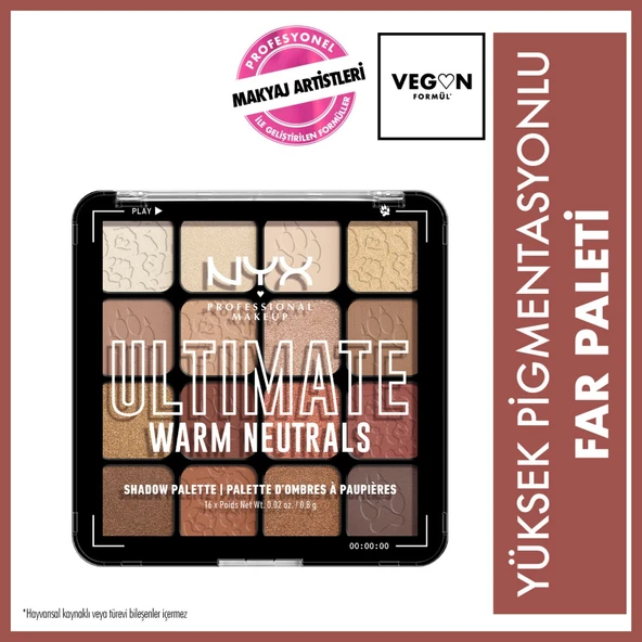NYX PROFESSİONAL MAKEUP Göz Farı Paleti - Ultimate Shadow Pallette Warm Neutrals 800897017644