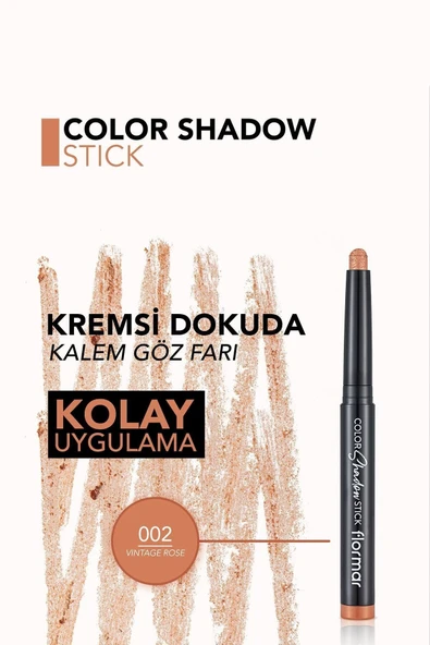 FLORMAR Suya Dayanıklı Işıltılı Kalem Far -color Shadow Stick- 002 Vintage Rose-8682536039420