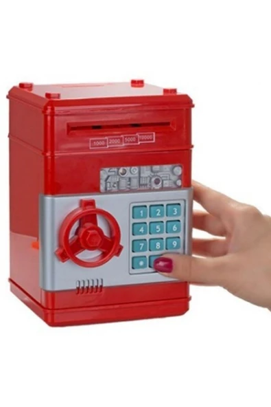 Kırmızı Atm Kasa Para Yutan Kumbara Şifreli Atm Tasarımlı Para Kasası Kumbara Şifreli Kırmızı - 3