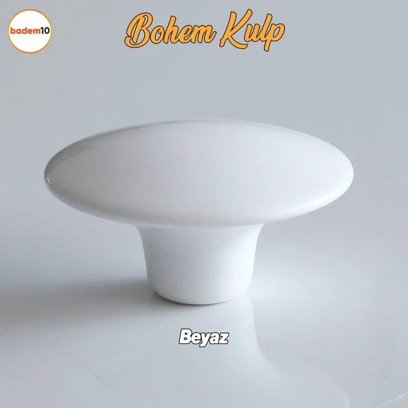 Bohem Plastik Dış Bükey Kulp BEYAZ Renk Mobilya Mutfak Dolap Dolabı Çekmece Kulpu Kulbu