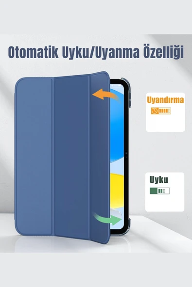 iPad 11. Nesil A16 2025 Uyumlu 11 inç Standlı Katlanabilir Fuchsia Smart Cover Tablet Kılıfı - Resim 11