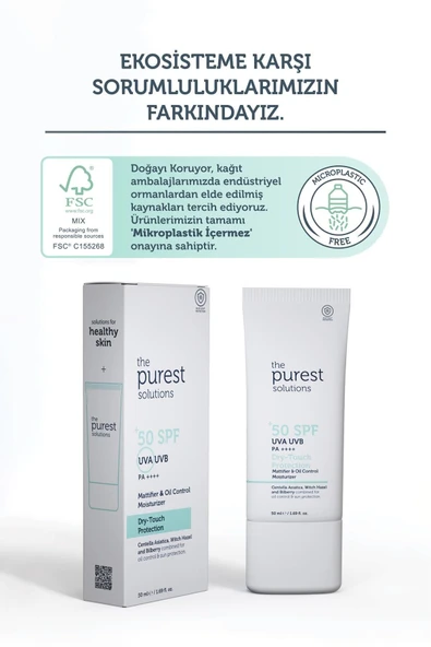 THE PUREST SOLUTİONS Yağlı Ve Karma Ciltler Için Matlaştırıcı Güneş Koruyucu Krem Spf 50, 50 Ml. - 5