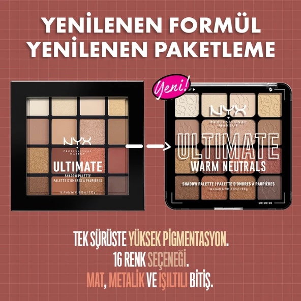 NYX PROFESSİONAL MAKEUP Göz Farı Paleti - Ultimate Shadow Pallette Warm Neutrals 800897017644 - 3