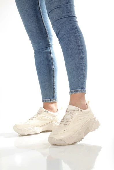 Alba Krem Rengi Sneaker Günlük Kadın Spor Ayakkabı