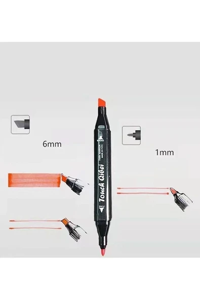 36 Renk Marker Resim Mimari Ve Grafik Tasarım Kalemi 36 LI Çift Taraflı Marker Keçeli Kalem Seti - 12