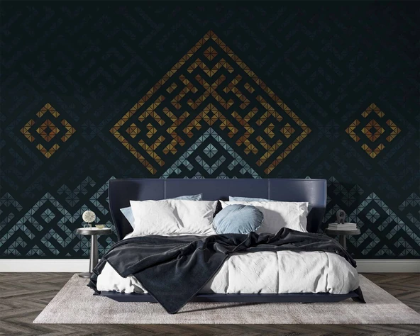 Mozaik Etnik Motif Desenli Duvar Kağıtı - 2