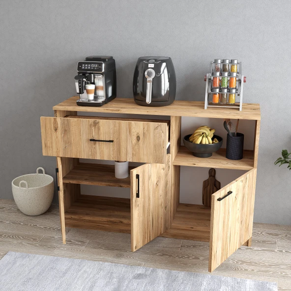 Tanmob MTD0402 İnci 128 cm Kapaklı Çekmeceli Alt Mutfak Dolabı Çam - 3