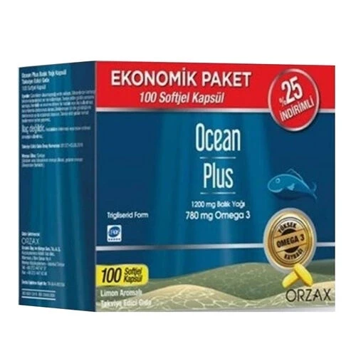Orzax Ocean Plus Limon Aromalı Takviye Edici 50+50 Kapsül | Ekonomik Paket