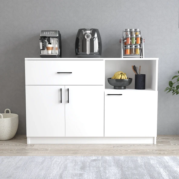 Tanmob MTD0401 İnci 128 cm Kapaklı Çekmeceli Alt Mutfak Dolabı Beyaz - 2