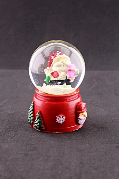 Noel Baba Yılbaşı Kar Küresi Dekoratif Yeni Yıl Noel Baba Temalı Mini Boy Işıklı Kar Küresi 6,5 cm - 6