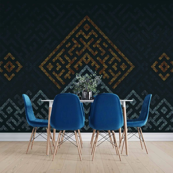 Mozaik Etnik Motif Desenli Duvar Kağıtı - 5