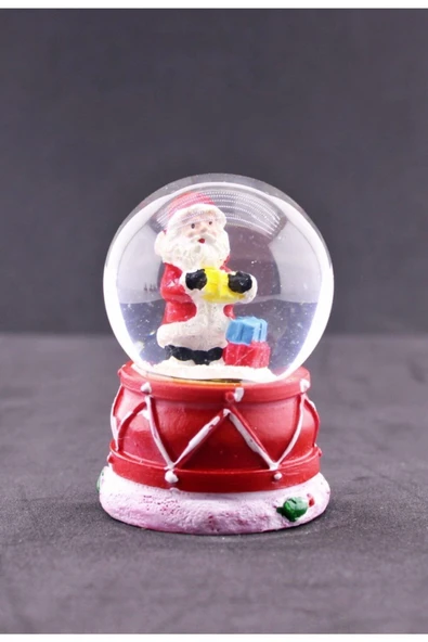 Dekoratif Noel Baba Ve Hediye Paketleri Temalı Mini Boy Işıklı Yılbaşı Kar Küresi 6.5 Cm F - 2
