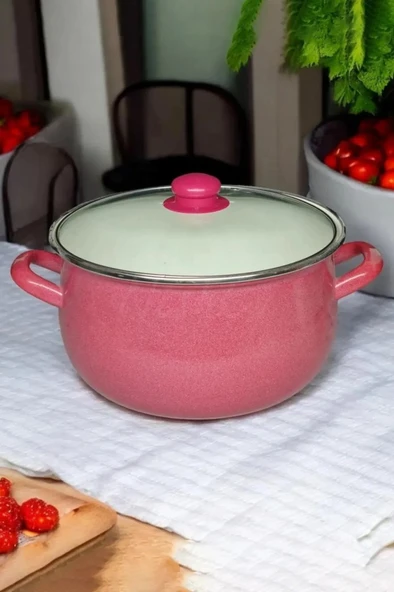 Emaye Derin Bombeli Yoğurt Tenceresi 24 Cm 5 Litre Kırmızı 179-C