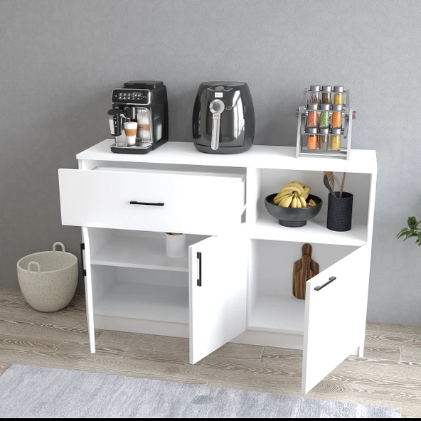 Tanmob MTD0401 İnci 128 cm Kapaklı Çekmeceli Alt Mutfak Dolabı Beyaz - 3