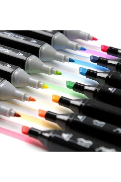 48 Renk Marker Resim Mimari Ve Grafik Tasarım Kalemi 48 Lİ Çift Taraflı Marker Keçeli Kalem Seti - 6