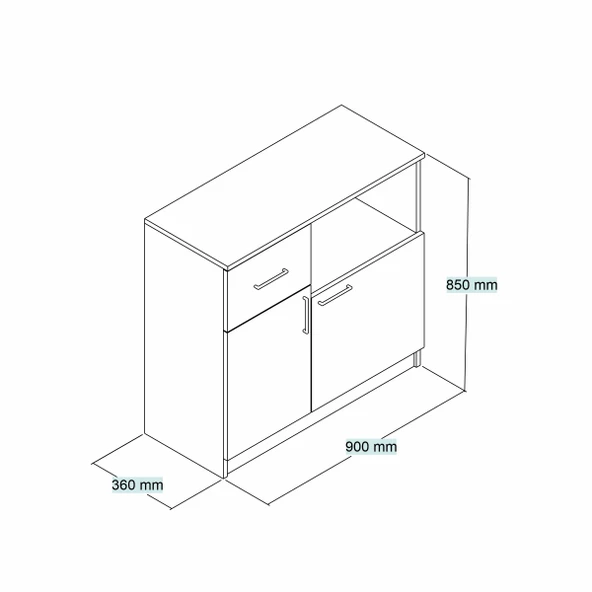 Tanmob MTD0302 İnci 90 cm Kapaklı Çekmeceli Alt Mutfak Dolabı Çam - 4