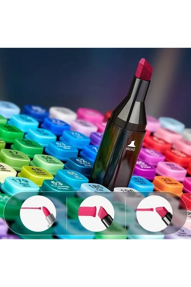 24 Renk Marker Resim Mimari Ve Grafik Tasarım Kalemi 24 LÜ Çift Taraflı Marker Keçeli Kalem Seti - 3