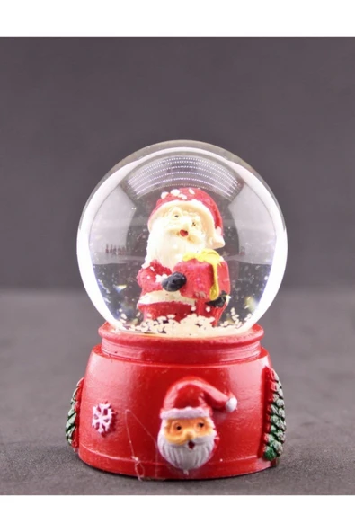 Dekoratif Noel Baba Ve Hediye Paketleri Temalı Mini Boy Işıklı Yılbaşı Kar Küresi 6.5 Cm F - 3