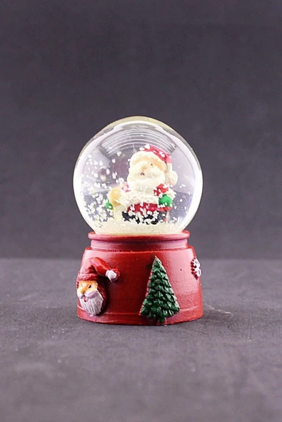 Noel Baba Yılbaşı Kar Küresi Dekoratif Yeni Yıl Noel Baba Temalı Mini Boy Işıklı Kar Küresi 6,5 cm - 8