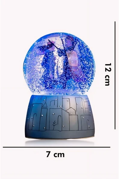 Aşıklar Müzikli Ve Işıklı Kar Küresi Kış Kar Temalı Sevgiliye Arkadaşa Özel Hediye Orta Boy 12 cm - 5